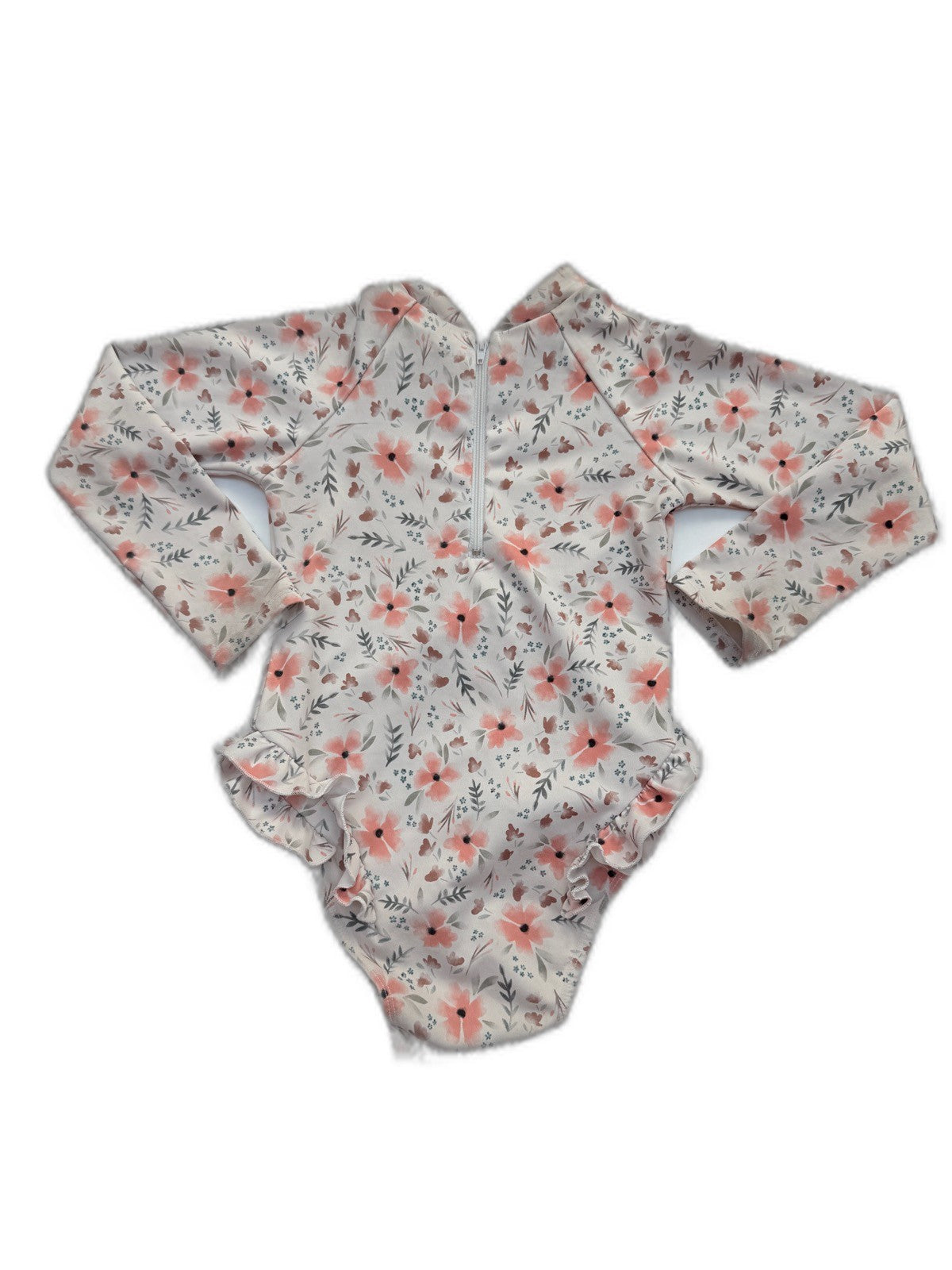Floral Long Sleeve One-Piece Swimsuit Girls