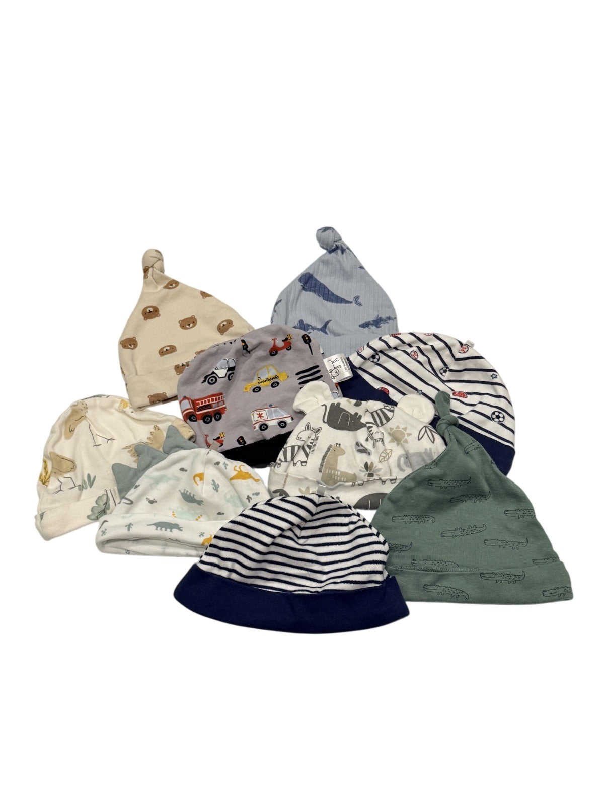 Cotton Pea 9-Piece Baby Knot Hat Bundle 0-3M