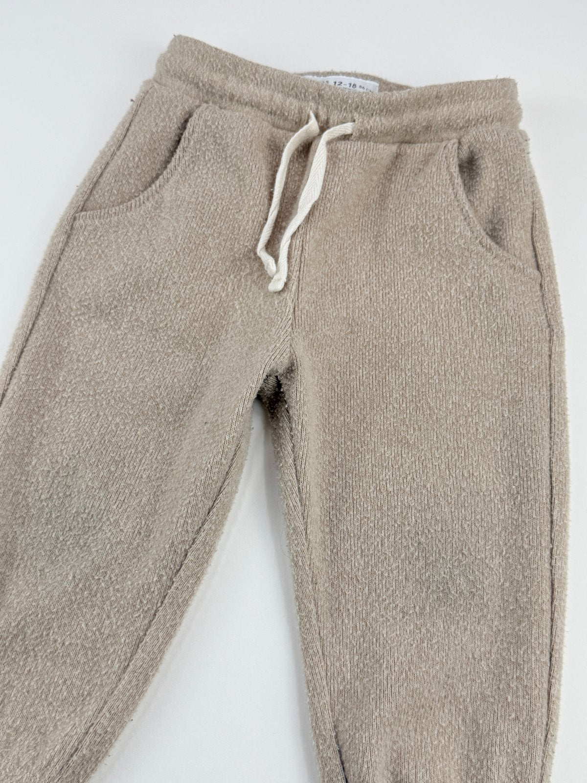 Lefties Beige Fleece Joggers 12-18M