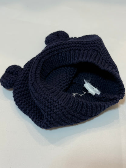 H&M Navy Bear Ear Knit Baby Hat 12-18m