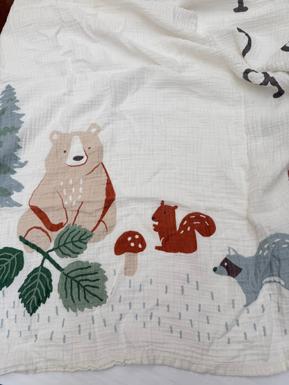 Muslin Monthly Milestone Blanket Woodland Animals