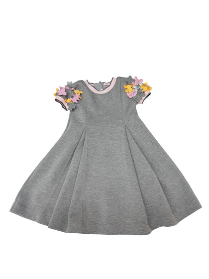Deux Par Deux Floral Applique Knit Dress 3T