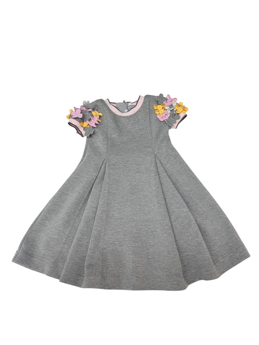 Deux Par Deux Floral Applique Knit Dress 3T