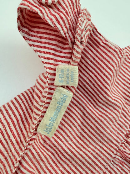 JoJo Maman Bebe Red Stripe Romper 6-12m