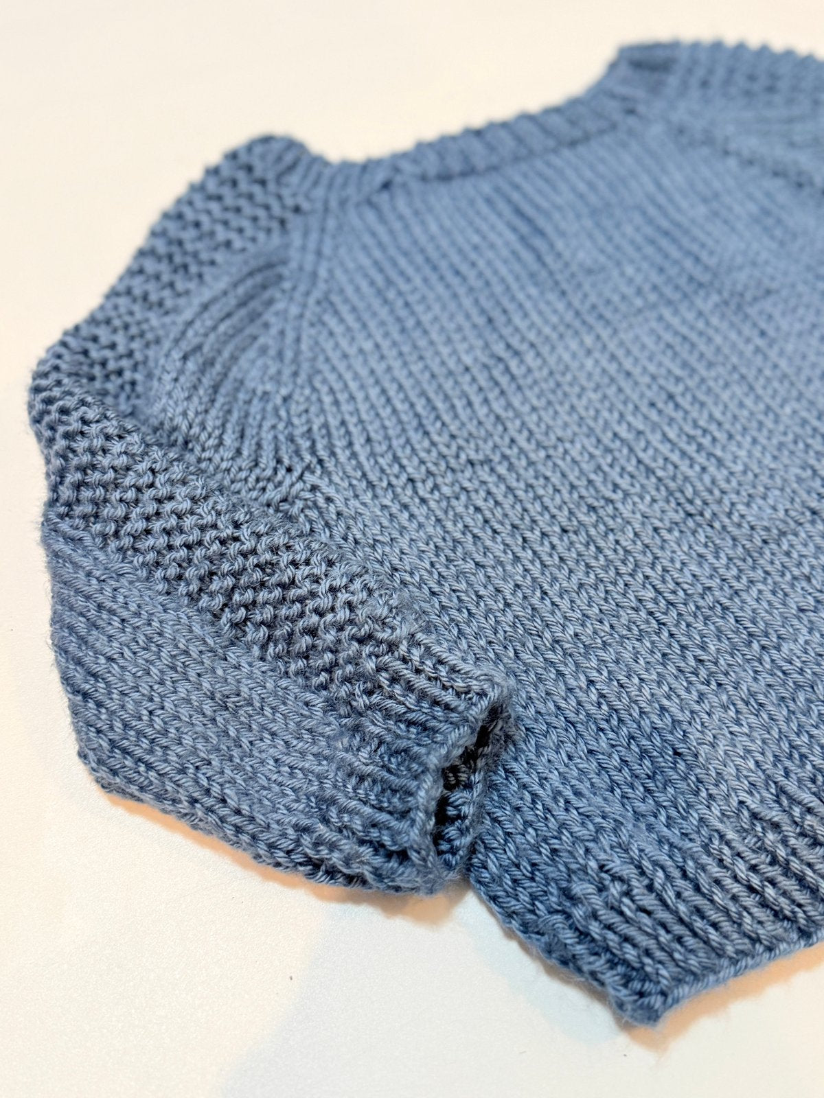 Handknit Blue Raglan Sweater 3/4t