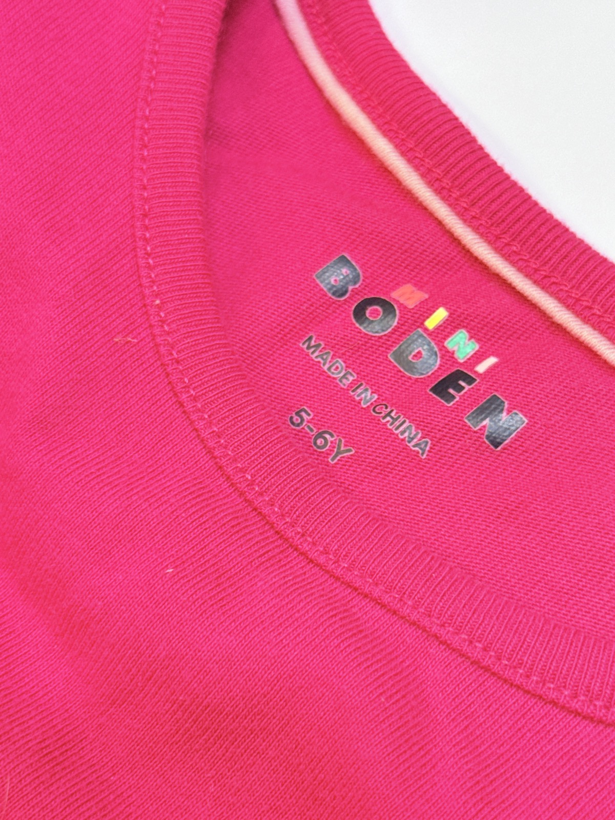 Mini Boden Deer Appliqué Pink Top 5-6Y