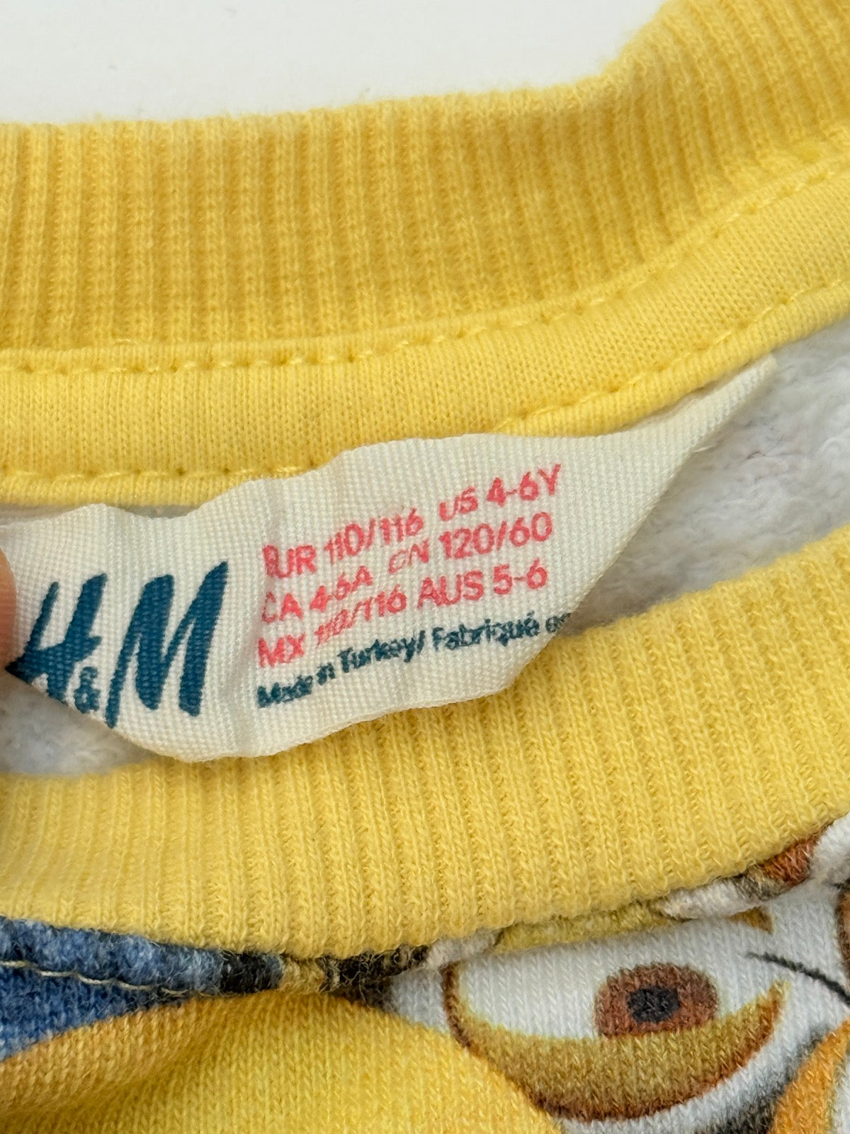 H&M Minions Print Sweatshirt Size 4-6