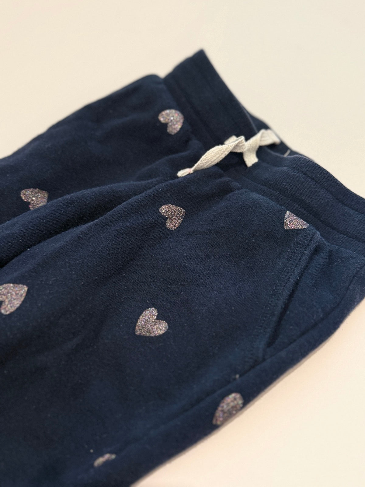 H&M Navy Glitter Heart Jogger Pants 3-4Y
