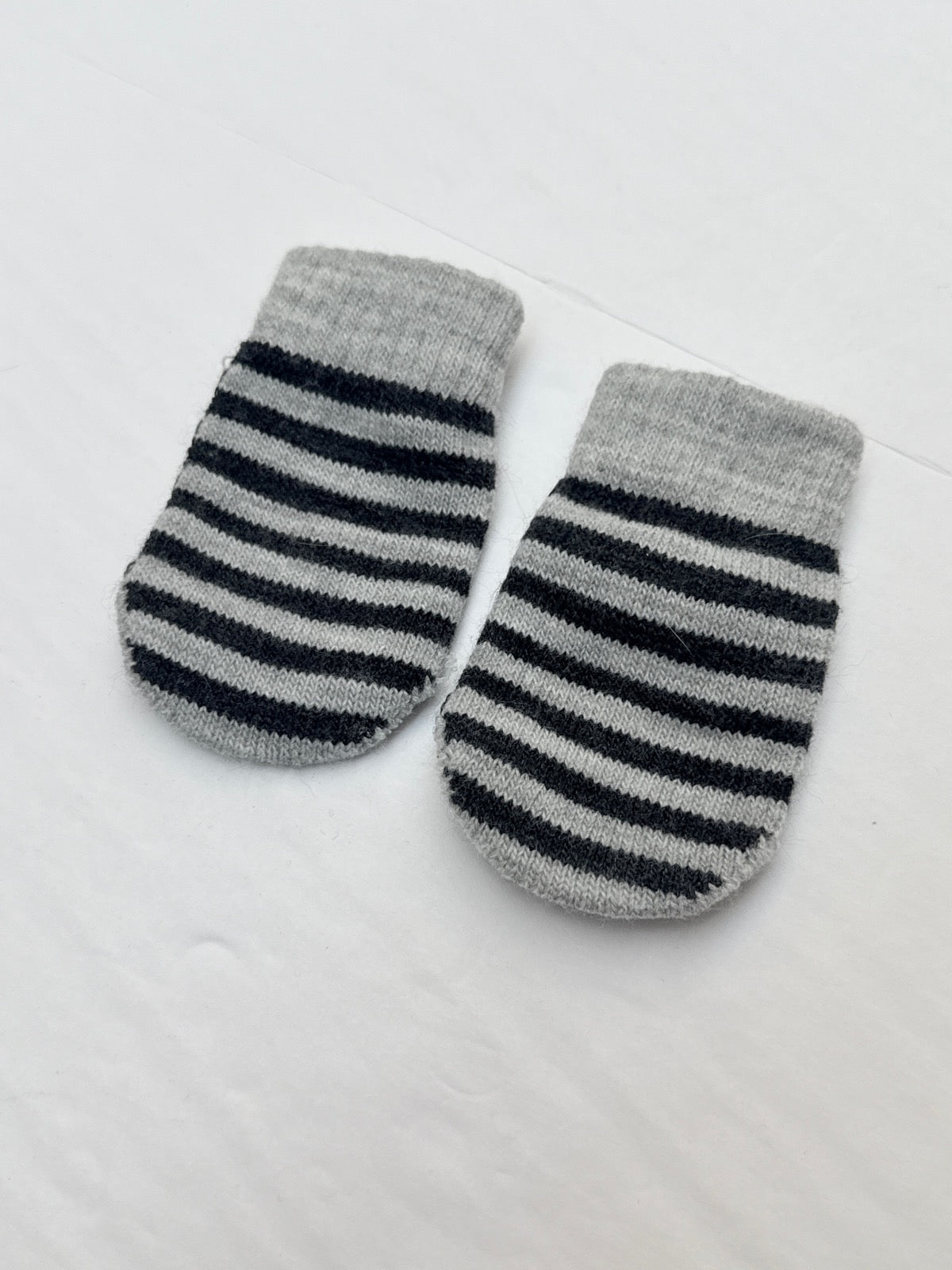 Striped Knit Baby Mittens 0-12m