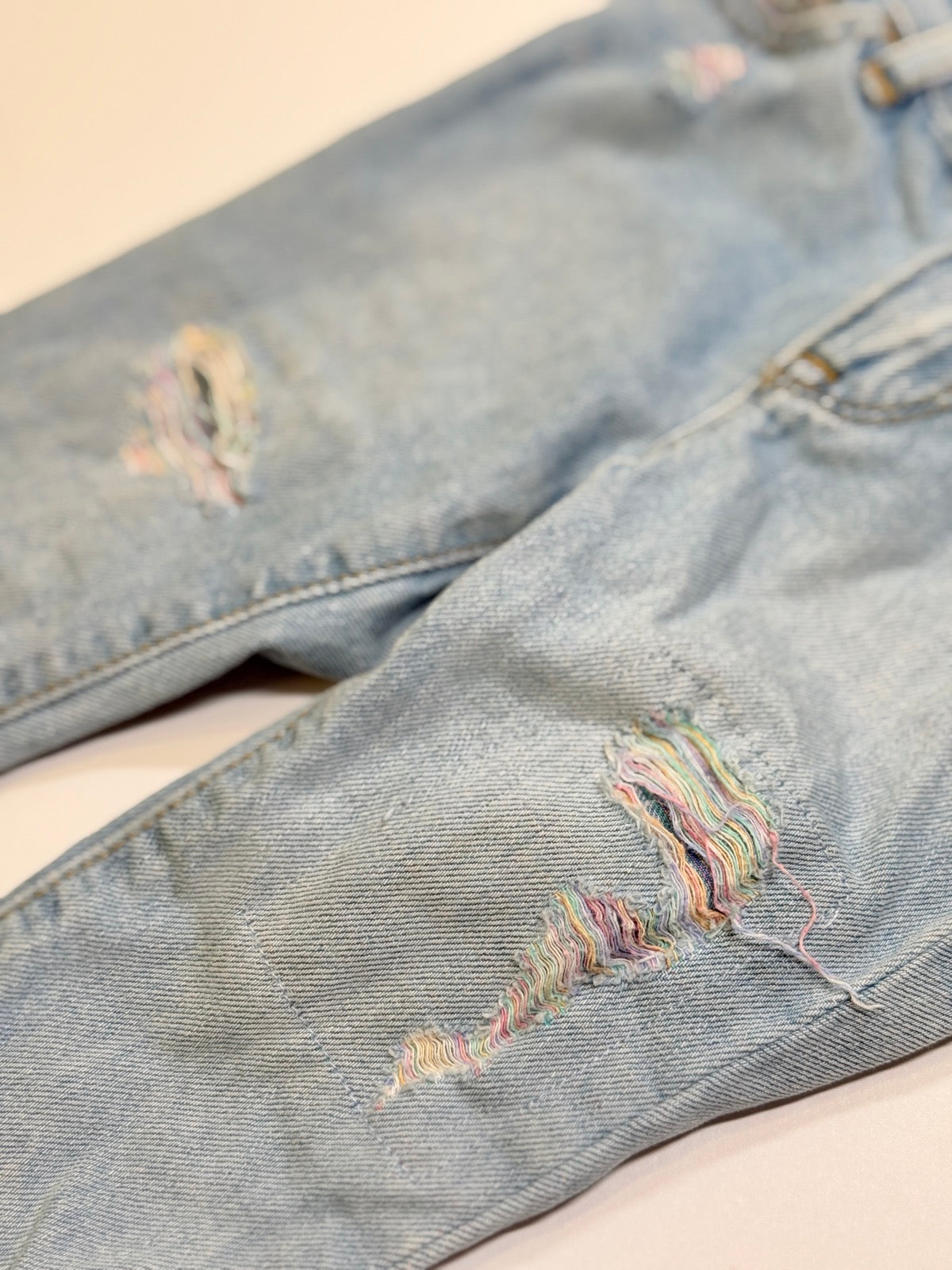 Baby Gap Colourful Thread Distressed Light Wash Jeans 12-18m