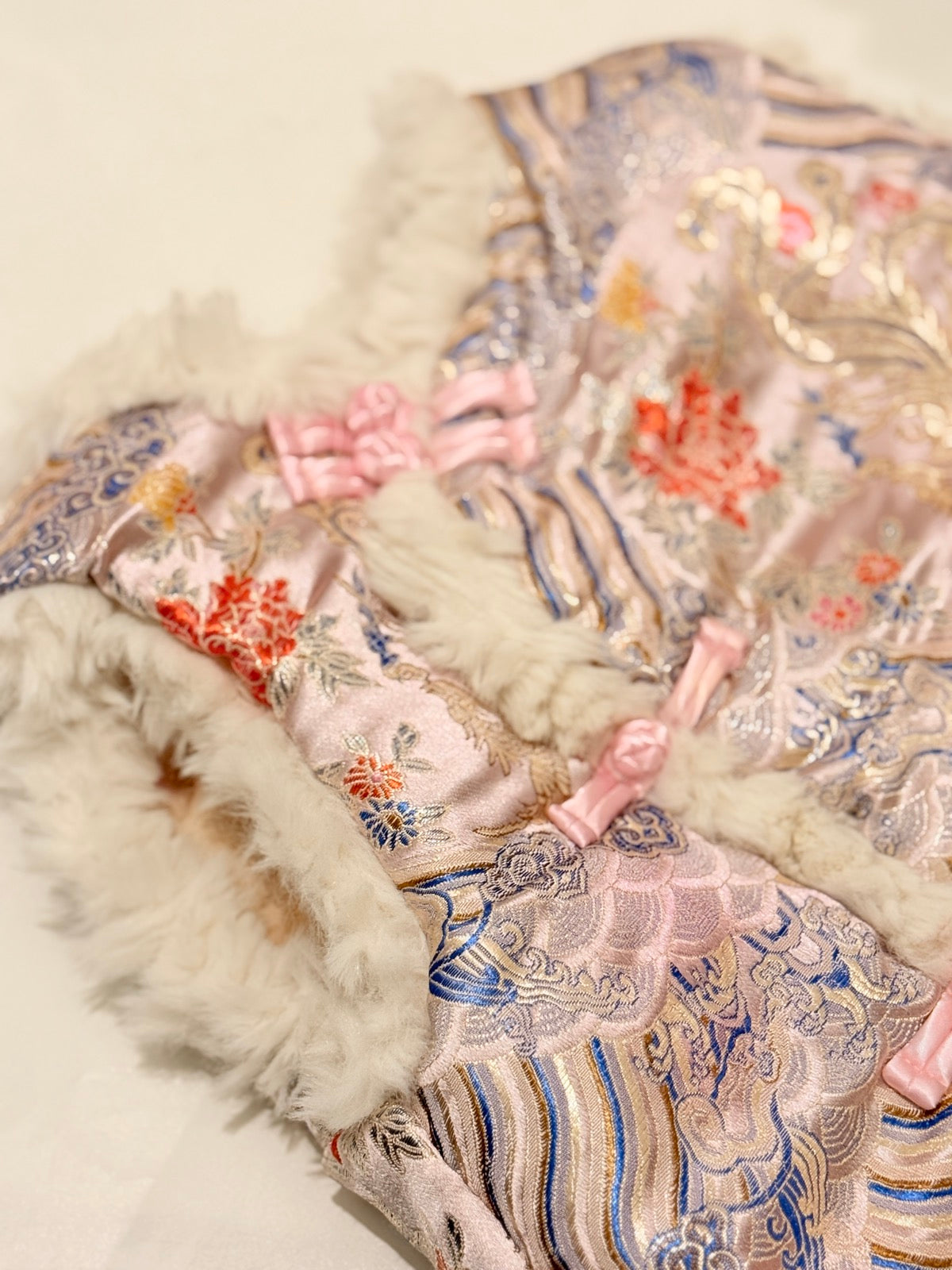 FriendMily Faux Fur Trim Brocade Vest 3T