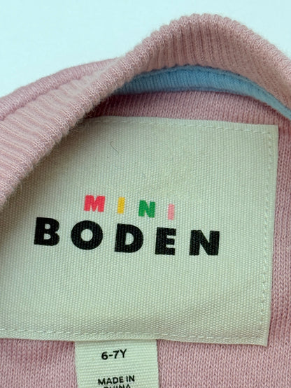 Mini Boden Pink Christmas Tree Sweatshirt Size 6-7Y