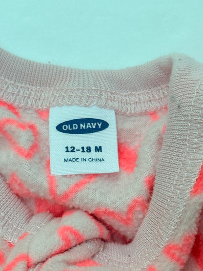Old Navy Heart Print Footed Sleeper 12-18M