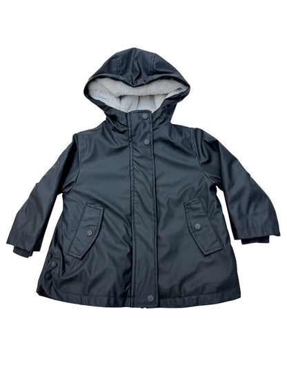Zara Black Sherpa-Lined Rain Jacket Size 2-3Y