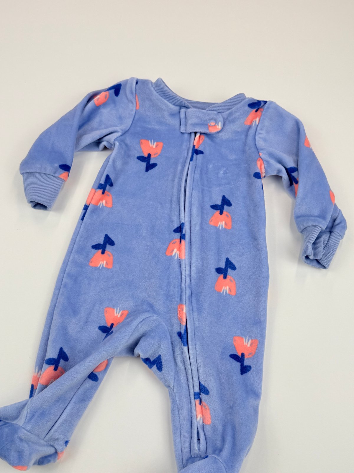 Carter's Blue Floral Fleece Sleeper NB