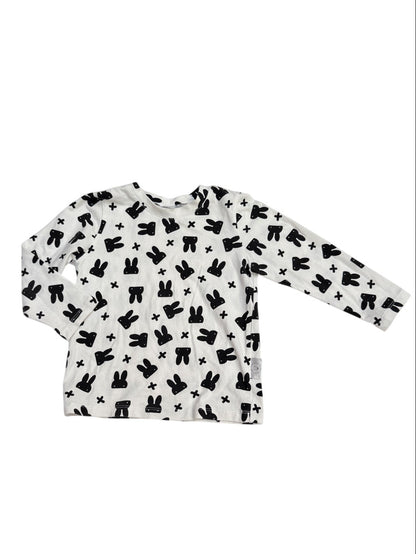 Ole Design Bunny Print Long Sleeve Top 2Y