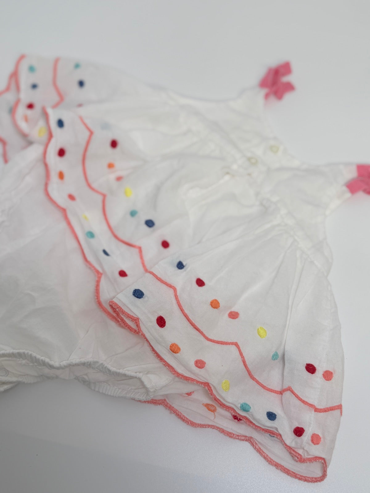 Baby Gap White Embroidered Dot Romper Dress 3-6m