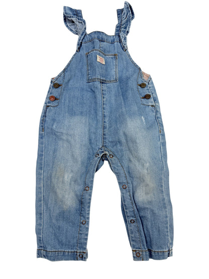 Zara Baby Denim Ruffle Strap Overalls 12-18M