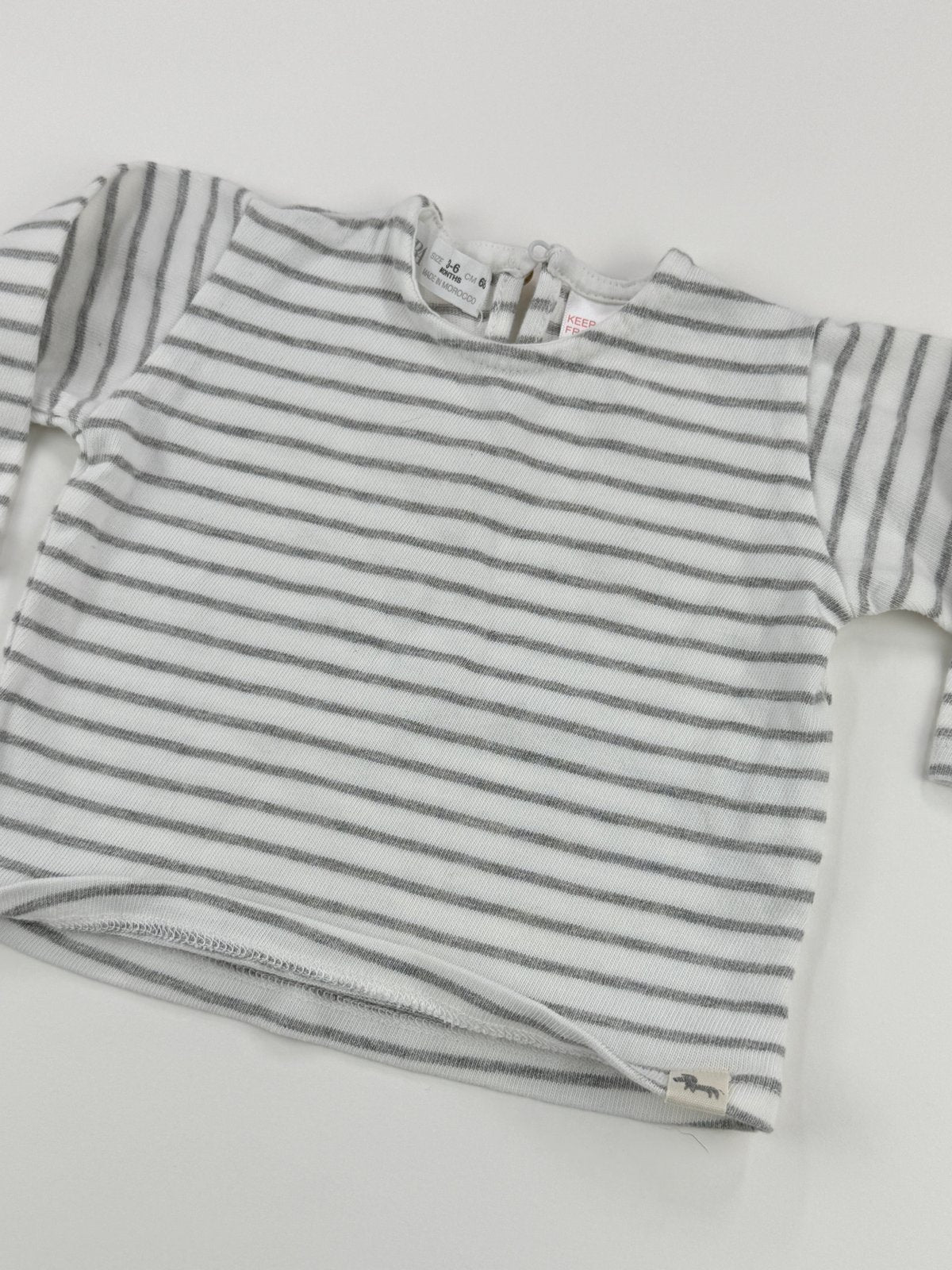 Zara Gray Striped Long Sleeve T-Shirt 3-6M