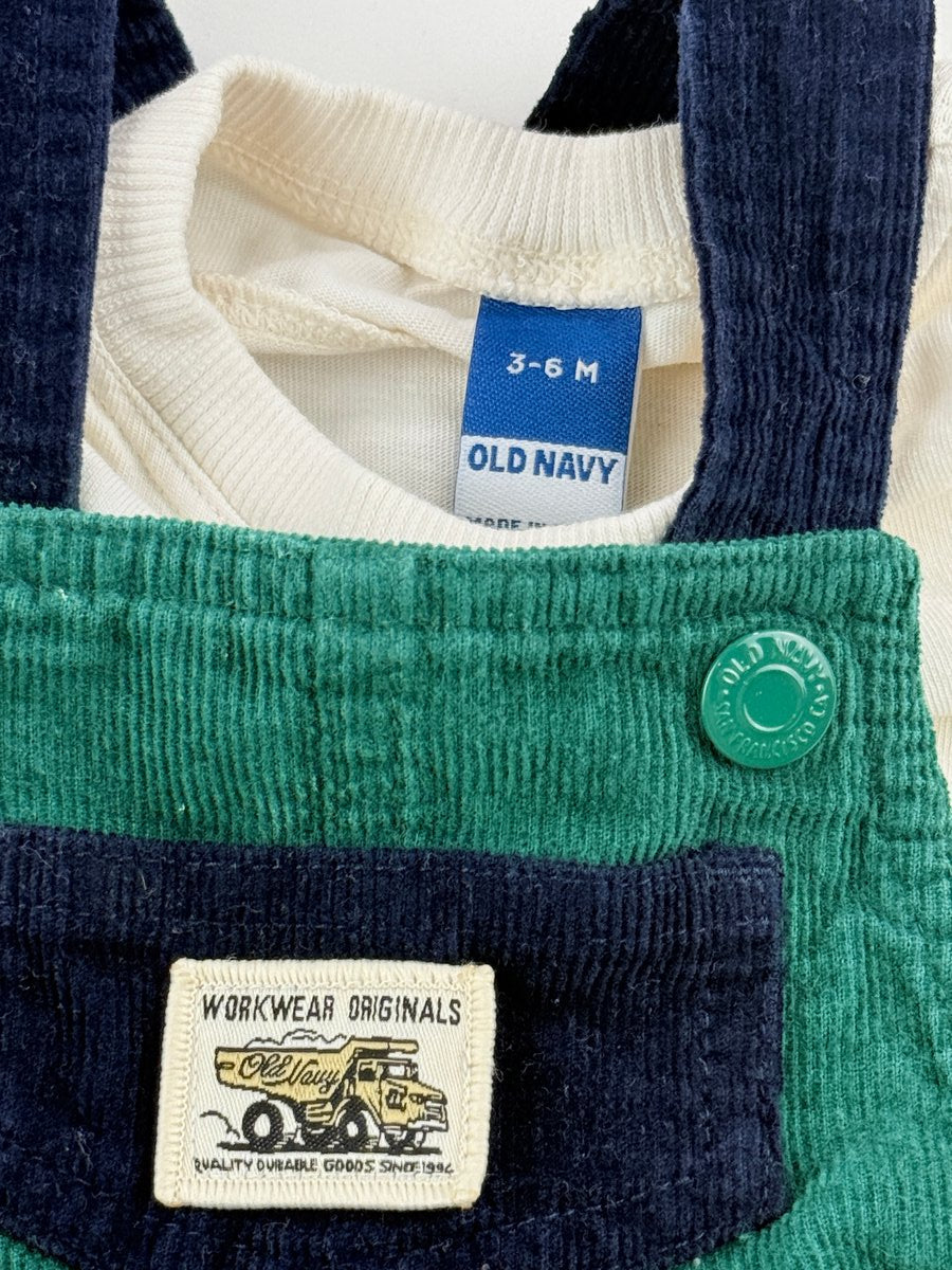 Old Navy Corduroy Overalls and Bodysuit Set 3-6M