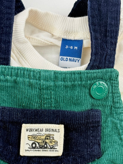 Old Navy Corduroy Overalls and Bodysuit Set 3-6M