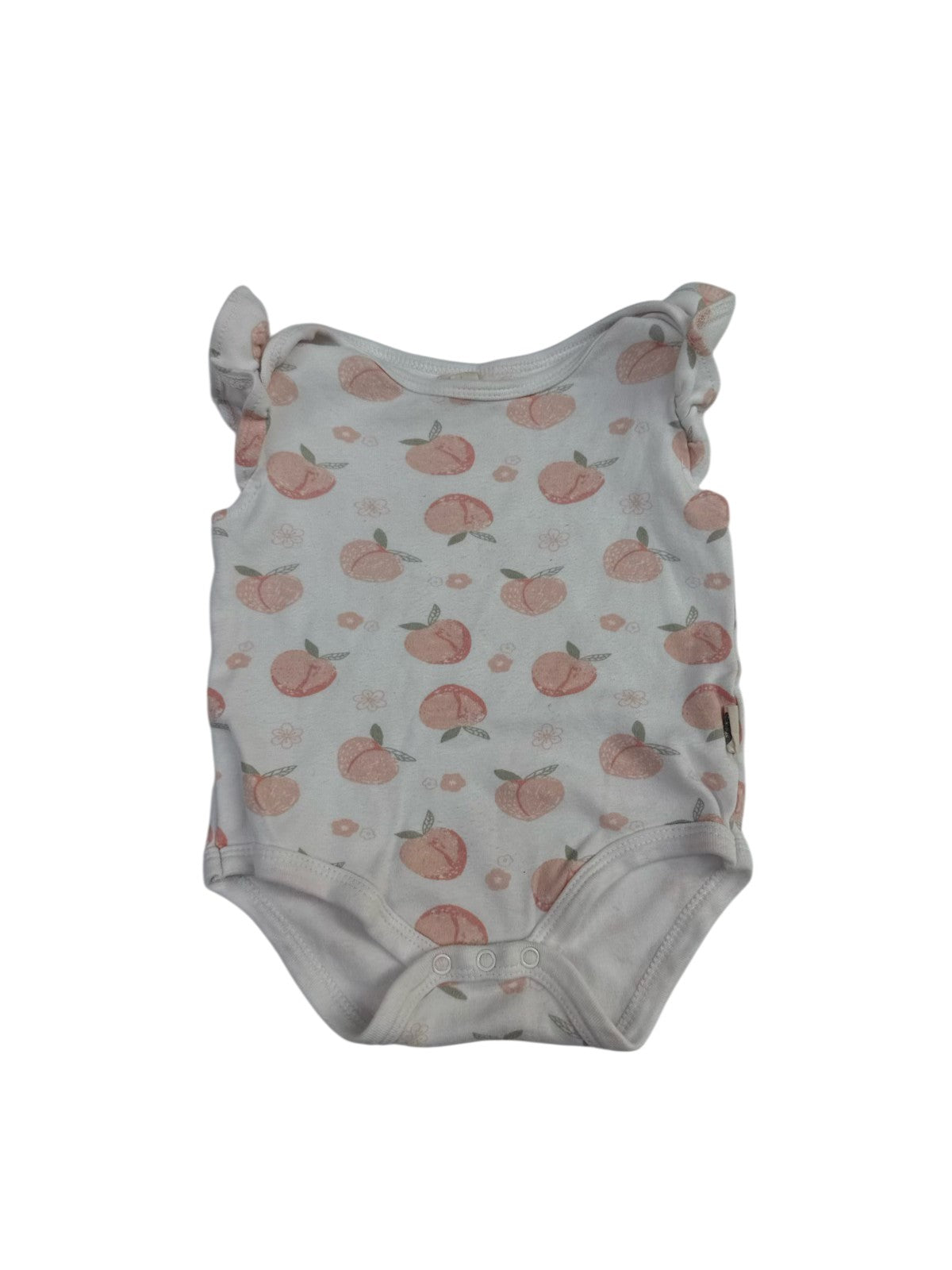 Rabbit + Bear Organic Peach Print Onesie 6-9M