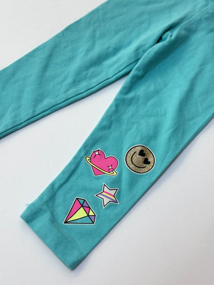 The Children's Place Teal Graphic Leggings 2T