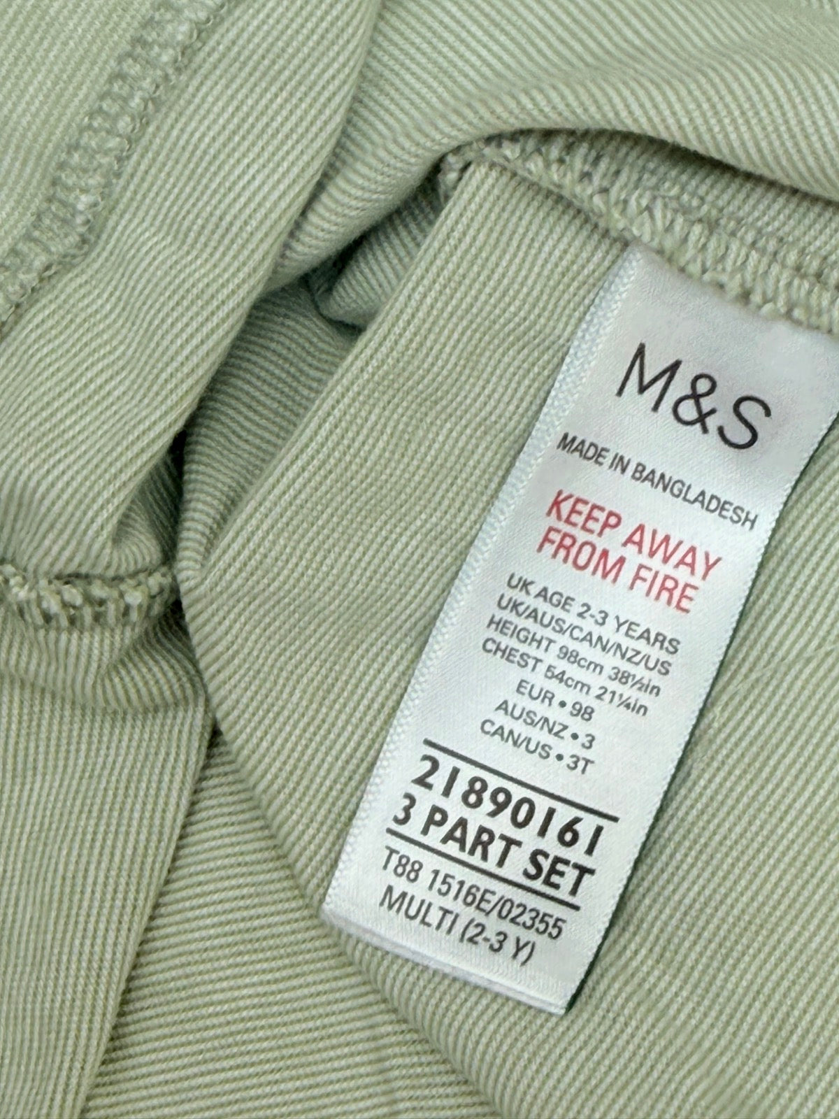 M&S Originals Green T-Shirt 2-3Y