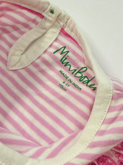 Mini Boden Pink Stripe Lace Flutter Top 4-5Y