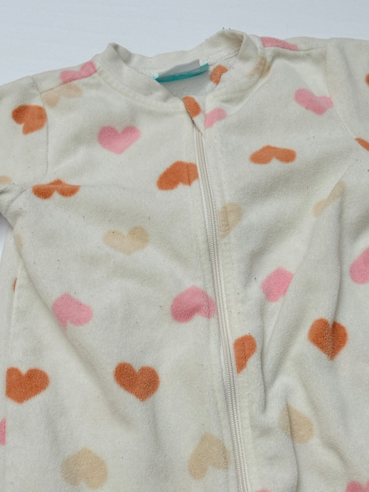 Pekkle Heart Print Footed Sleeper 12M