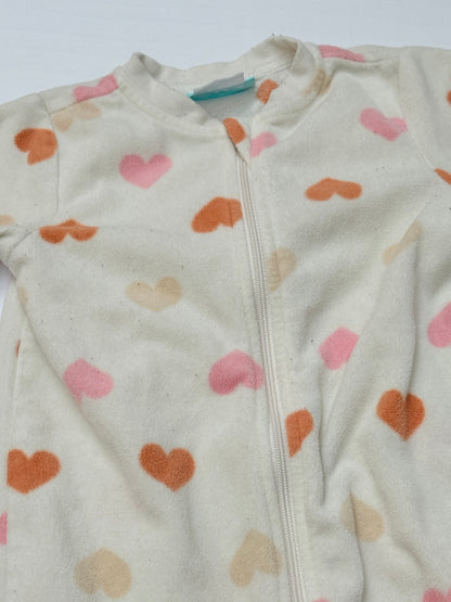 Pekkle Heart Print Footed Sleeper 12M