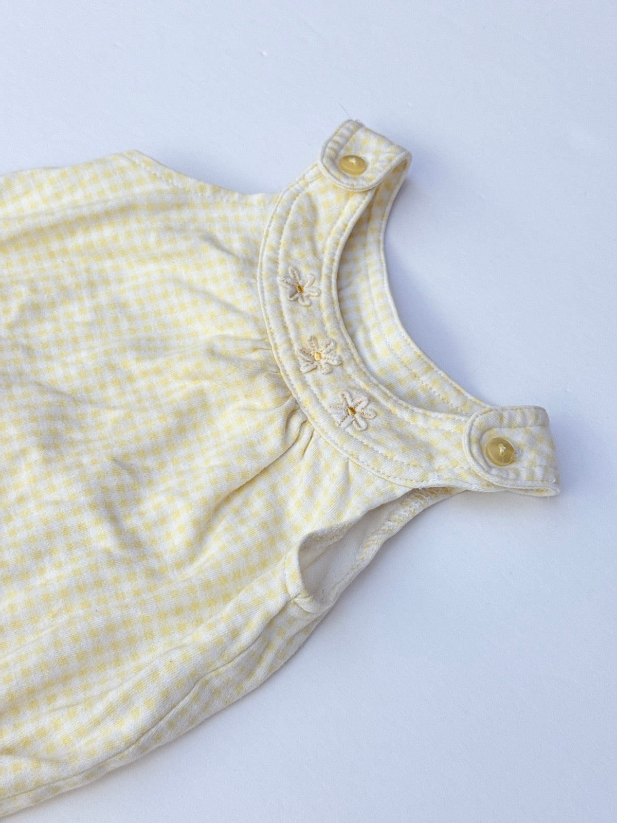 First Impressions Yellow Gingham Romper 3-6M