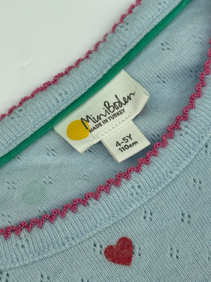 Mini Boden Heart Print Long Sleeve Top 4-5Y