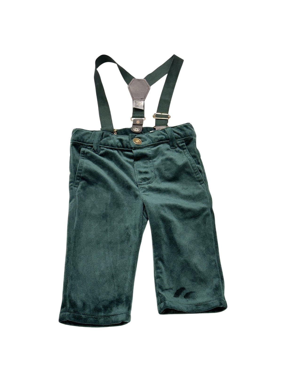 Tommy Bahama Green Velvet Pants Suspenders 0-3M