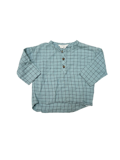 Firsts by Petit Lem Teal Grid Shirt 12M