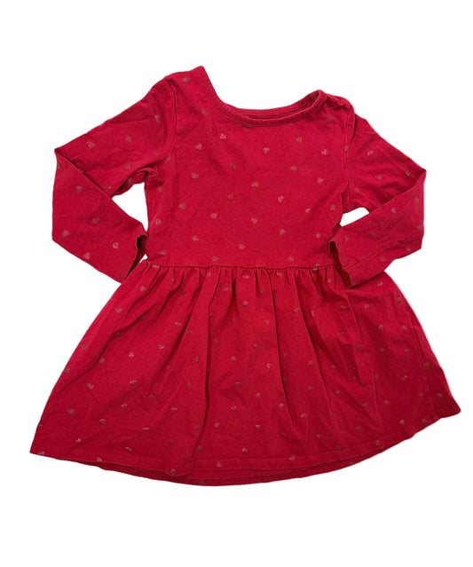H&M Red Glitter Dot Long Sleeve Dress 2-4Y