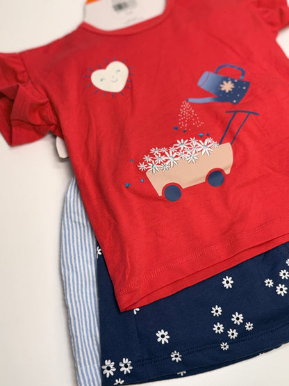 Pekkle 4-Piece Top Shorts Skirt Set 2T