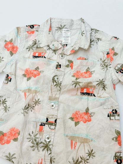 George Tropical Print Button-Up Shirt 12-18M