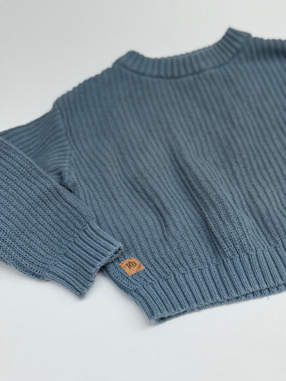 Ten Tree Blue Chunky Ribbed Knit Kids Sweater 12-18M