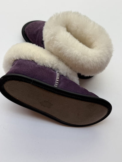 Purple Suede Sherpa Slipper Bootie Size 6