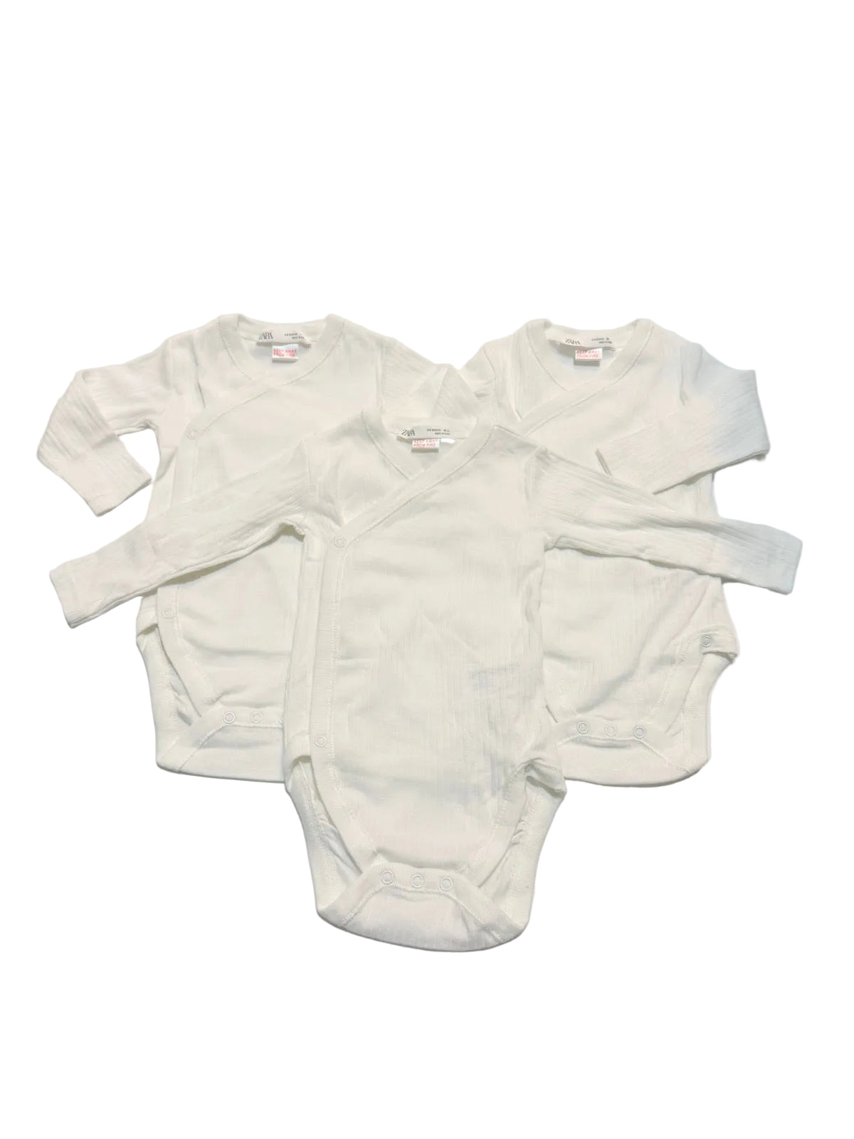 Zara White Ribbed Wrap Bodysuit 3-6M individually Sold