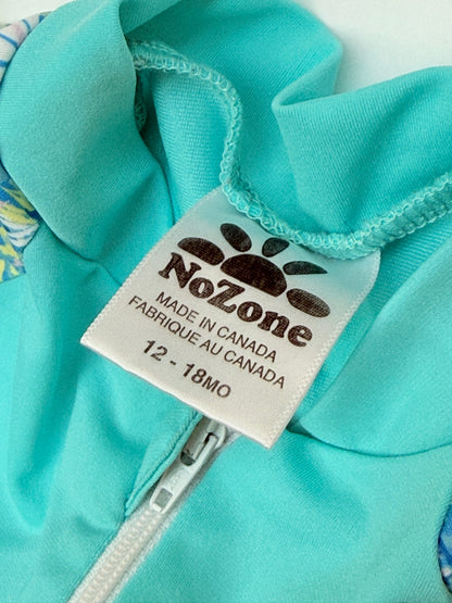 NoZone Teal Floral Full Body Swimsuit 12-18M