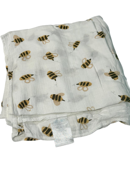 Nightingale Bee Print Muslin Swaddle Blanket