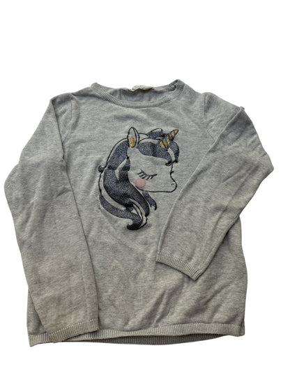 H&M Gray Unicorn Knit Sweater Size 6-8Y