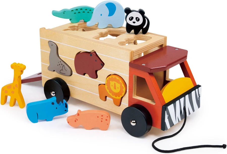 Mentori Wooden Animal Shape Sorter Truck Toy