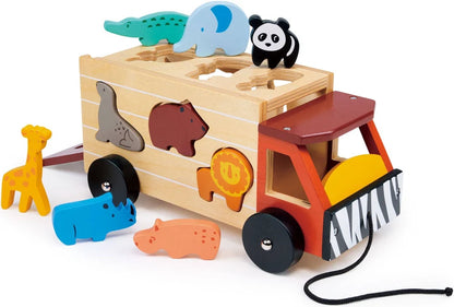 Mentori Wooden Animal Shape Sorter Truck Toy