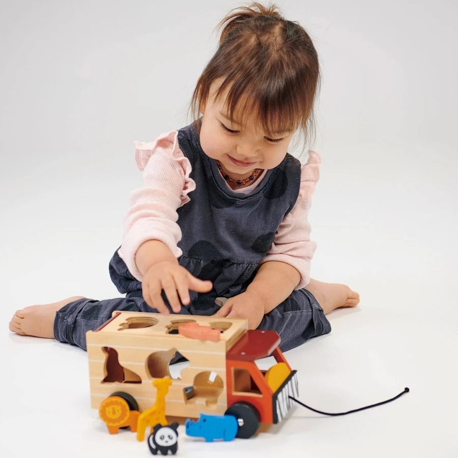 Mentori Wooden Animal Shape Sorter Truck Toy