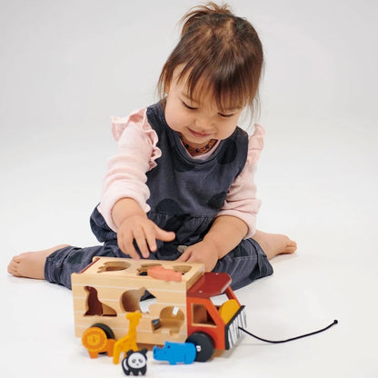 Mentori Wooden Animal Shape Sorter Truck Toy